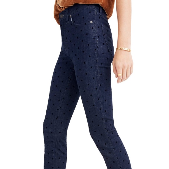❌❌SOLD❌❌ MADEWELL Flocked Dot 9" Skinny Jeans - Picture 6 of 8